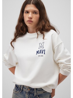 Mavi Logo Baskılı Beyaz Sweatshirt 1S10148-70069