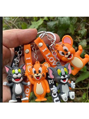 Tasaryum Tom ve Jerry Anahtarlık Sevimli Kahramanlar 3D Boyutlu Çocukluğumuzun Vazgeçilmezi Süper Çizgi Film