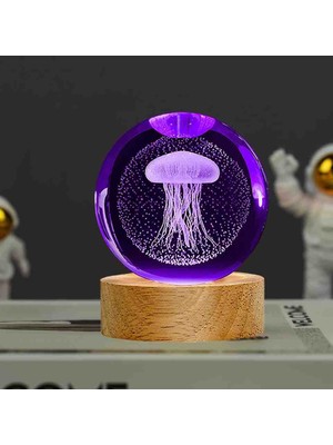 Sarego Kristal Cam Küre 3D Boyutlu Renk Değiştiren USB Kablolu Ahşap Tabanlı Lamba Özel Üretim Hediye Seti Vip Hediyelik Eşya