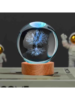 Sarego Kristal Cam Küre 3D Boyutlu Renk Değiştiren USB Kablolu Ahşap Tabanlı Lamba Özel Üretim Hediye Seti Vip Hediyelik Eşya