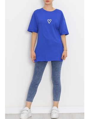 Nedo7 Duble Kol Baskılı T-Shirt Saks - 16556.1567.