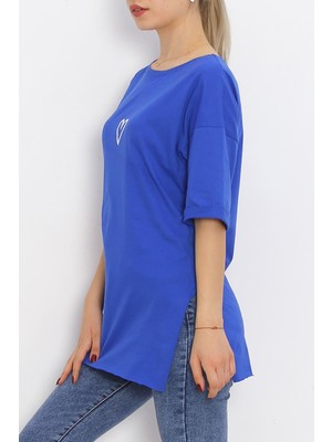 Nedo7 Duble Kol Baskılı T-Shirt Saks - 16556.1567.