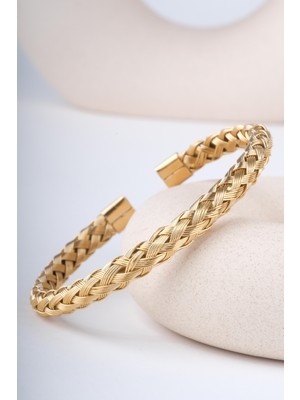 KNITTING GOLD TITANIUM ÇELİK BİLEZİK