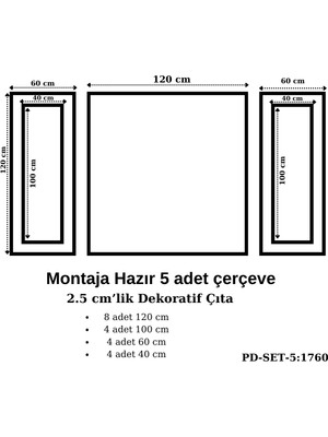 Pazar Dolu Montaja Hazır 5 Adet Çerçeve 2,5 Cm'lik (Pd-Set-5: 1760)