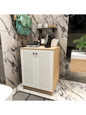 Yıldız Elegance Banyo Dolabı Çamaşır Makinesi Alt Luxe Ahsap Beyaz