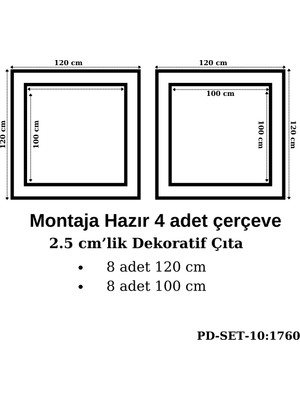 Pazar Dolu Montaja Hazır 8 Adet Çerçeve 2,5 Cm'lik (Pd-Set-10: 1760)