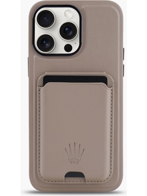 Watch of Royal Standlı Apple iPhone 11 Krem Deri Telefon Kılıfı
