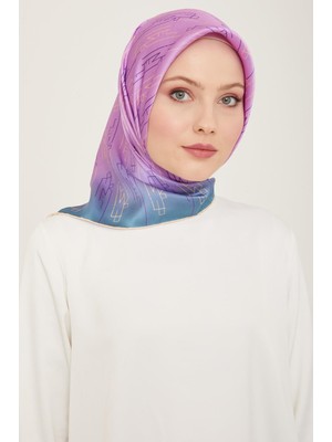 Armine İpek Eşarp 2024 Yaz - 9142-82 Mavi Pembe Twill