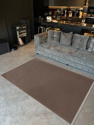 Rugs Modern Basic Koleksiyonu Beyaz Overlok ve Saçak Detaylı Vizon Rengi Dokuma Taban Dekoratif Halı BASIC68