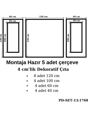 Pazar Dolu Montaja Hazır 5 Adet Çerçeve 4 Cm'lik (Pd-Set-13: 1760)