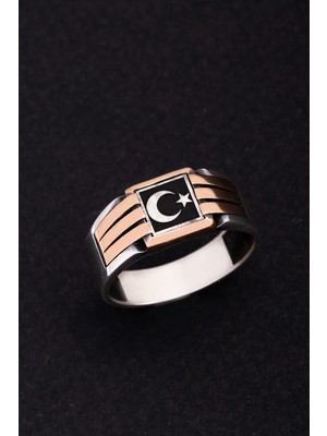 Vogutima Ay Yıldız Türk Bayrak Model Ince Kibar 1 925 Ayar Gümüş Erkek • Sevgiliye • Eşe • Babaya Yüzük