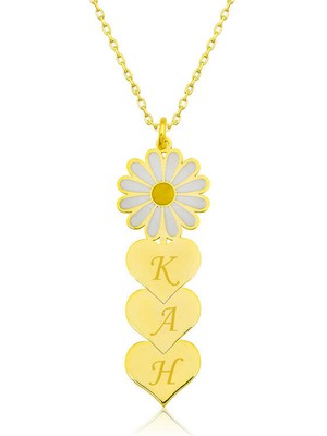 Kaufhier ​gümüş Gold Kişiye Özel Kalpli Papatya Kolye