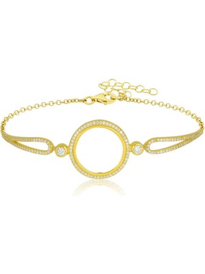 Kaufhier Gümüş Çeyrek Takılabilen Altın Kaplama Kadın Bileklik