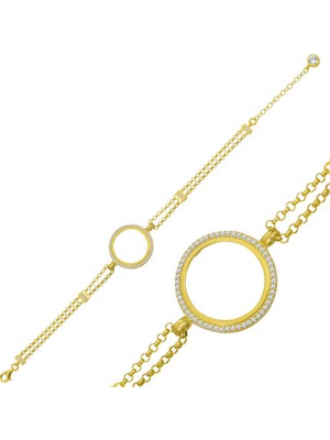 Kaufhier Gümüş Çeyrek Takılabilen Altın Kaplama Kadın Bileklik