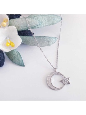 Kaufhier Gümüş Ay Yıldız Kadın Kolye