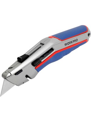 Workpro WP213015 Ağır Hizmet Alüminyum Gövde Otomatik Geri Çekilebilir Rötuş Maket Bıçağı + 5 Adet Yedek Bıçak