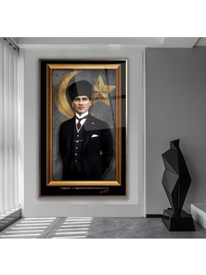 Emya Home Metal Çerçeveli Atatürk Cam Tablo