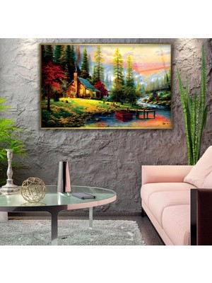 Emya Home Metal Çerçeveli Manzara Cam Tablo