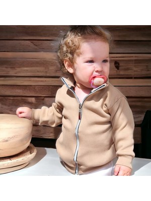 Bebeğime Çorap Kaşkorse Oversize Hırka Uzun Kol Fermuarlı Dik Yaka Kız Çocuk İçin Rahat ve Şık