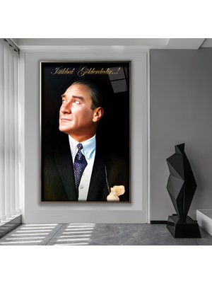 Emya Home Metal Çerçeveli Atatürk Cam Tablo