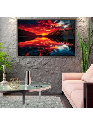 Emya Home Metal Çerçeveli Manzara Cam Tablo