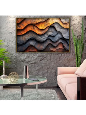 Emya Home Metal Çerçeveli 3D Wood Cam Tablo