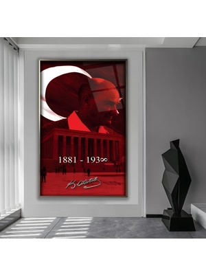 Emya Home Metal Çerçeveli Atatürk Cam Tablo