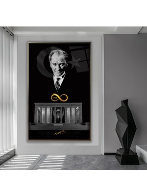 Emya Home Metal Çerçeveli Atatürk Cam Tablo