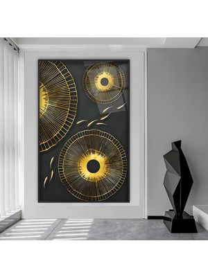 Emya Home Metal Çerçeveli Soyut Desenler Cam Tablo