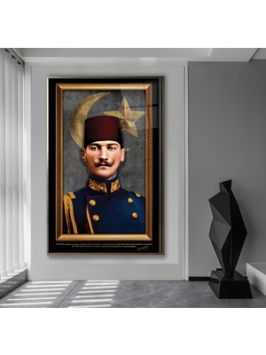 Emya Home Metal Çerçeveli Atatürk Cam Tablo
