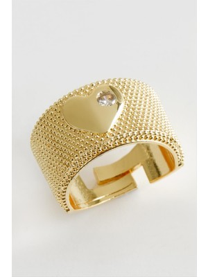 Bijuteri Net Kalp Taşlı Metal Yüzük