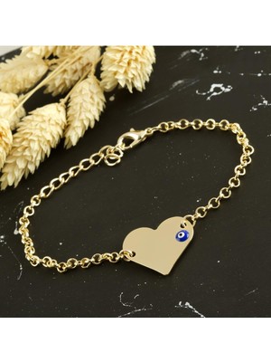 Bijuteri Net Kalp Isim Yazılabilir Boş Plaka Bileklik