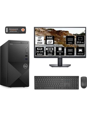 Dell Vostro 3910MT Intel Core I7 12700 20GB 4tb SSD 21.5" Fhd Monitör W11H N7600VDT3910 Masaüstü Bilgisayar & Per4 USB Bellek N7600VDT3910MNT370