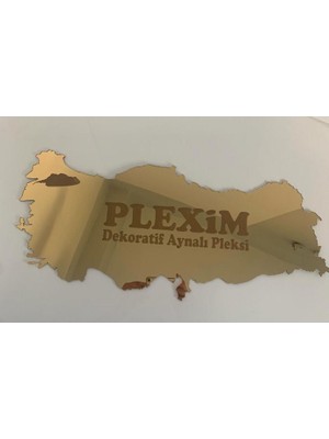 Plexim Türkiye Haritası Gold Pleksi Duvar Kişiye Özel