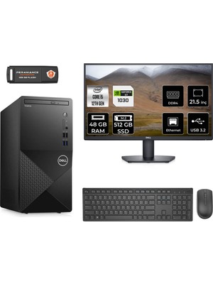 Dell Vostro 3910MT Intel Core I5 12400 48GB 512GB SSD GT1030/4GB 21.5" Fhd Monitör Fdos N7519VDT3910 & Masaüstü Bilgisayar & Per4 USB Bellek N7519VDT3910MNT3342