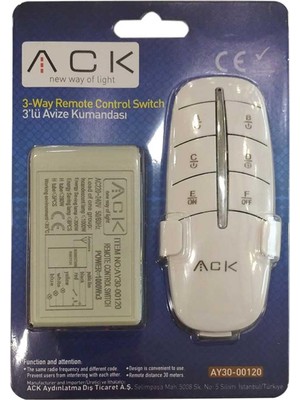 Ack AY30-00120 220V Üçlü Avize Kumandası