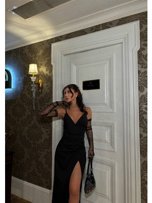 scatola di moda Kadın Fiyonk Elbise Yırtmaçlı