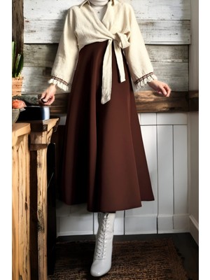 Cng Moda Scuba Kumaş Tesettür Kloş Etek