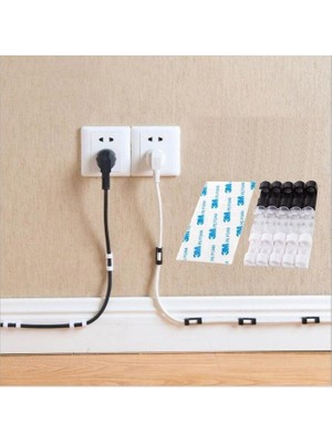 BarkoFix Yapışkanlı Mini 20 Lı Klips USB Pc Adaptör Kablo Tutucu Aparat Şeffaf Renk