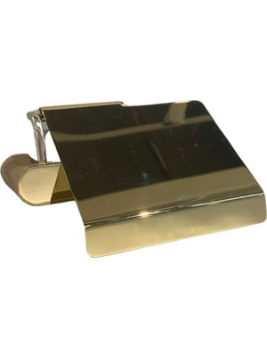 System Banyo Aksesuarları X-Traıl Kapaklı Tuvalet Kağıtlığı Altın 88X104X170 mm