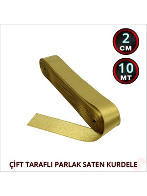 Süsle Bebek ve Parti Saten Kurdele, 2cm x 10MT - Altın