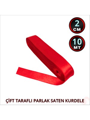 Süsle Bebek ve Parti Saten Kurdele, 2cm x 10MT - Kırmızı