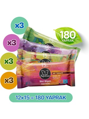 Papilion Art Therapy Islak Cep Mendili 12X15 180 Yaprak