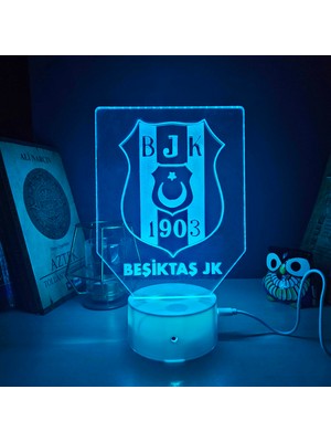 Beşiktaş 3D gece Lambası. 16 Renk + Dokunmatik Ve Uzaktan Kumandalı Işık. Kişiye Özel! Lambanızı kişiselleştiriyoruz!