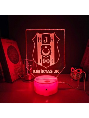 Beşiktaş 3D gece Lambası. 16 Renk + Dokunmatik Ve Uzaktan Kumandalı Işık. Kişiye Özel! Lambanızı kişiselleştiriyoruz!