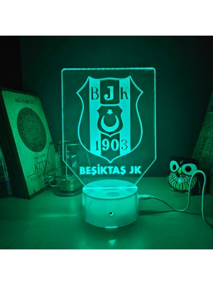 Beşiktaş 3D gece Lambası. 16 Renk + Dokunmatik Ve Uzaktan Kumandalı Işık. Kişiye Özel! Lambanızı kişiselleştiriyoruz!