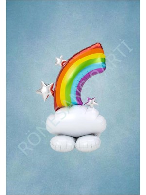 Rönesans Parti Gökkuşağı Yıldızlı Folyo Balon