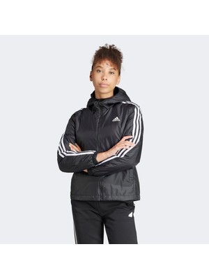 adidas Essentials 3 Striped Insulated Kadın Siyah Günlük Ceket.-