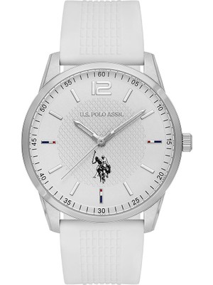 U.S. Polo Assn. USPA1049-08 Erkek Kol Saati Beyaz Silikon Kordonlu Çelik Kasa 5 ATM Suya Dayanıklı