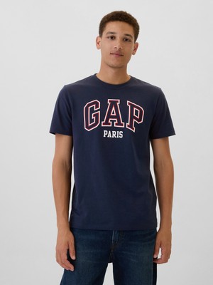 Gap Erkek Lacivert Everyday Soft Gap Logo Paris Grafikli T-Shirt